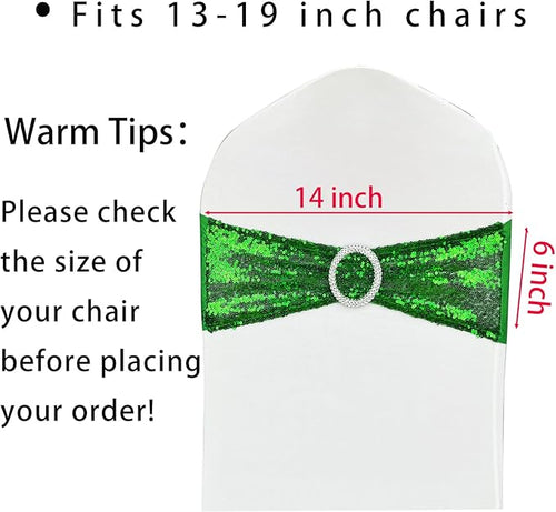 10 Pcs Chair Sashes Sequin Stretch Chair Bands Spandex Polyester Bows - Image 2