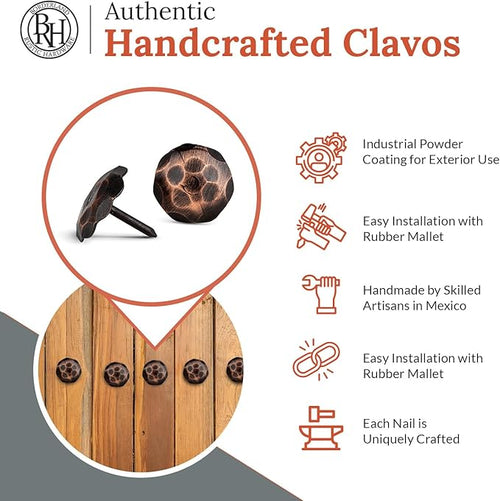 10 Pack 1" Small Round Head Iron Clavos Decorative Nails – Oil Rubbed Bronze – - Image 2