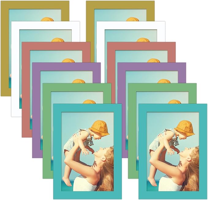 CRUGLA 12 Packs Colorful 4x6 Magnetic Picture Frames by CRUGLA