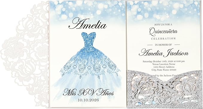 DORIS HOME 50pcs Laser Cut Quinceanera Invitation Pockets by DorisHome