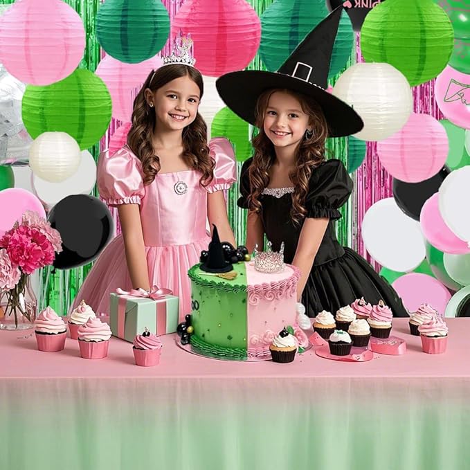 Pink Green Paper Lanterns Decorative 15pcs Party Hanging Decorations - Image 4