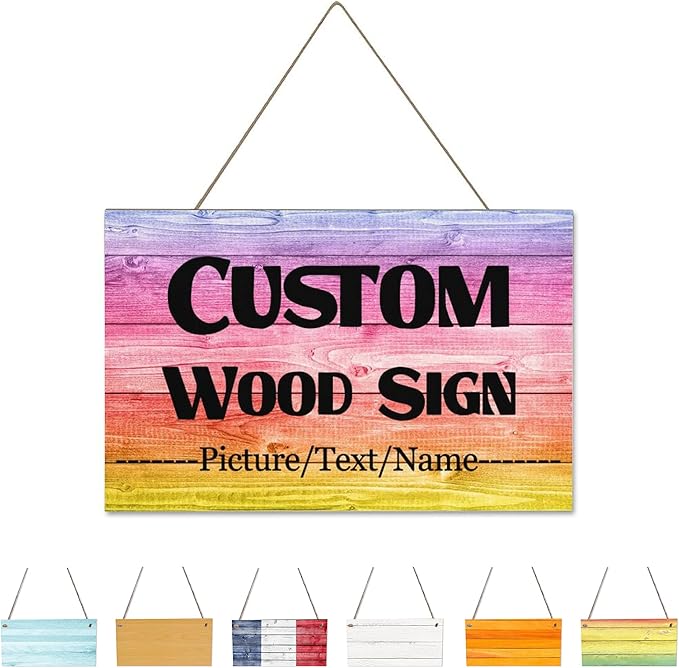 Custom Wood Sign With Hanging String, Personalized Wooden Name With Text Logo by sophiehome