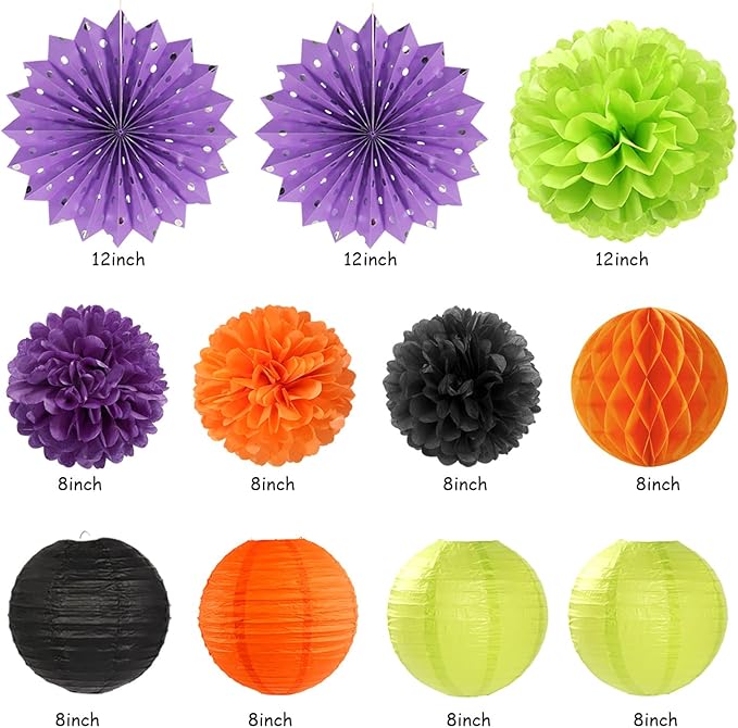 Black-Green Orange-Purple Halloween Birthday Party-Decorations - Image 2