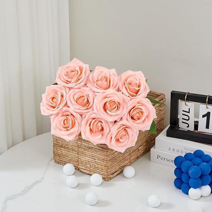 Artificial Rose 10pcs Open Flower Bouquet Faux Rose Stems - Image 3