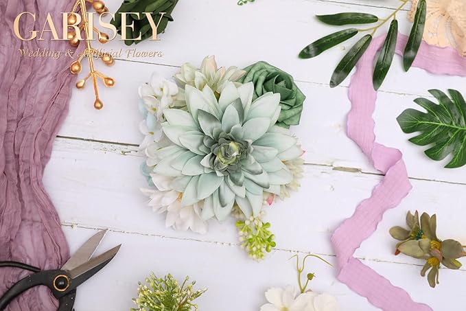 Artificial Flowers Combo, Mix Silk Flowers Roses, Dahlias - Image 5