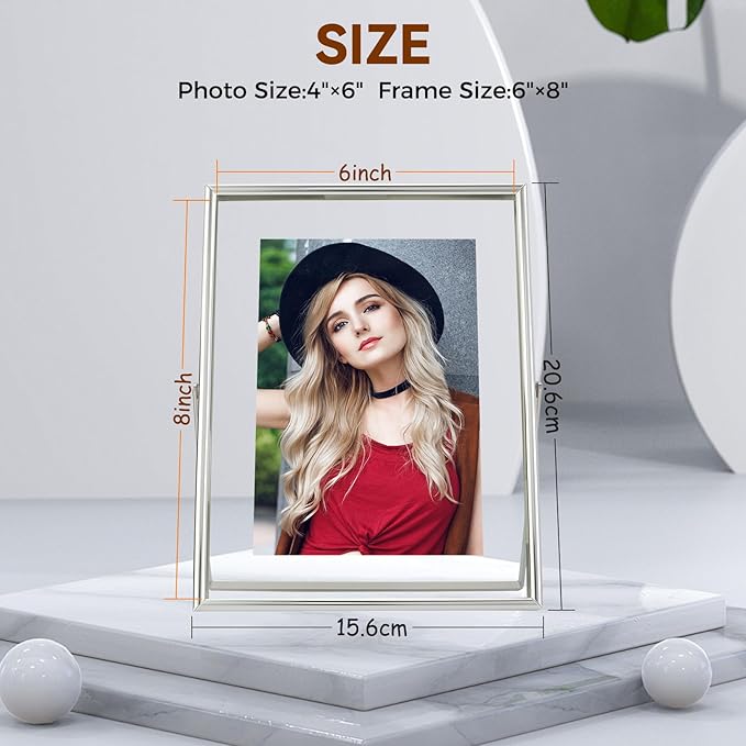 Silver Floating Frame, For Picture 5x7, Small Desktop Photo Frame, Classy Gift - Image 2
