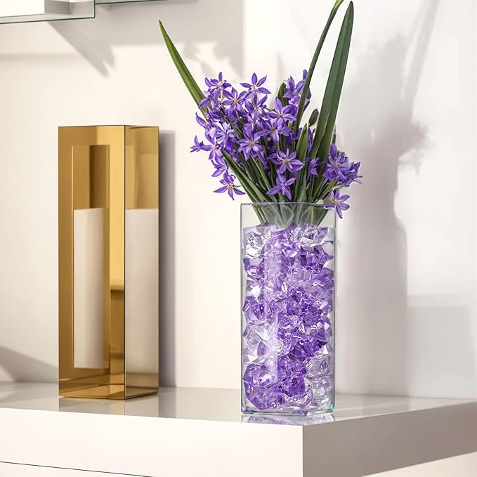 DomeStar 150PCS Fake Ice, Vase Filler Purple Fake Diamonds Plastic Clear Gems - Image 2