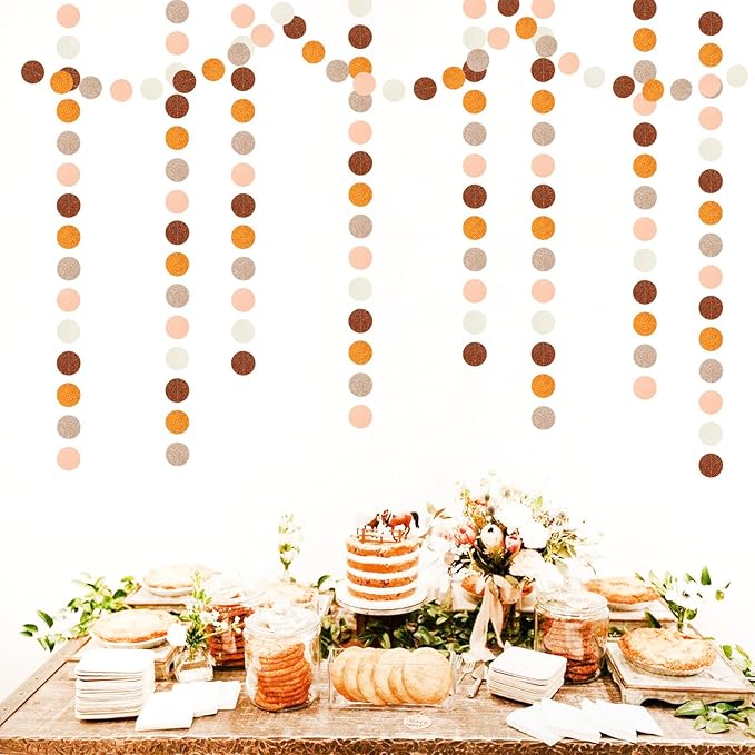 Orange Brown Rose-Gold Party-Decorations Streamers-Garland - 52ft Boho Fall - Image 3