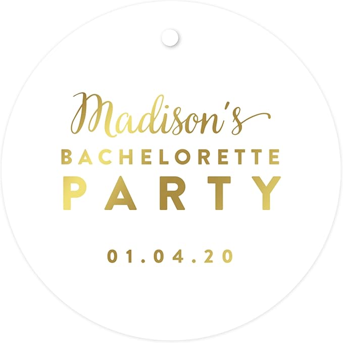 Andaz Press Personalized Round Circle Wedding Gift Tags, Metallic Gold Ink by AndazPress