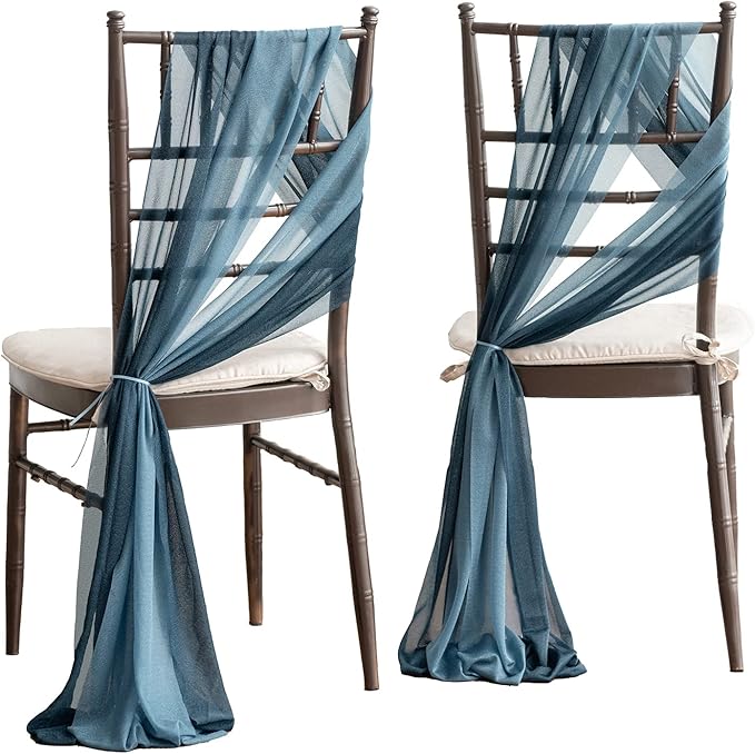 Ling's moment Wedding Chair Sashes Cover Aisle Decorations Draping Fabric by LingsMoment