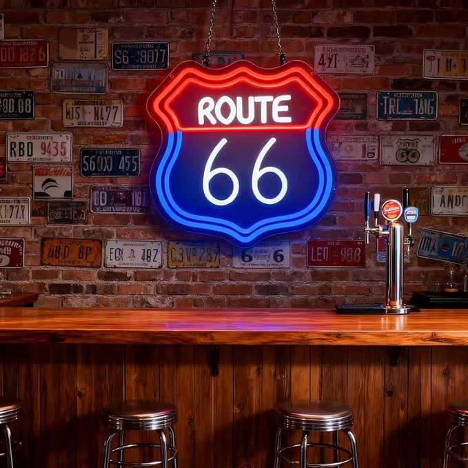 Route 66 Neon Sign, Route 66 Light up Sign Led Neon Light Signs - Image 7
