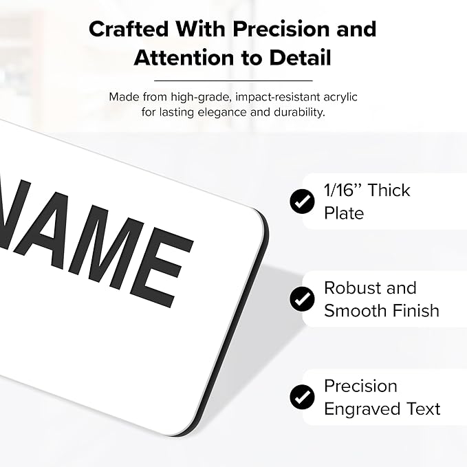 Name Tag, Magnetic White Name Tags, Personalized Name Tags, 1x3 Inches - Image 3