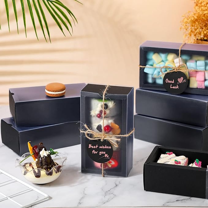 Roowest 50 Sets Kraft Gift Boxes Rectangle Kraft Paper Drawer Box - Image 6