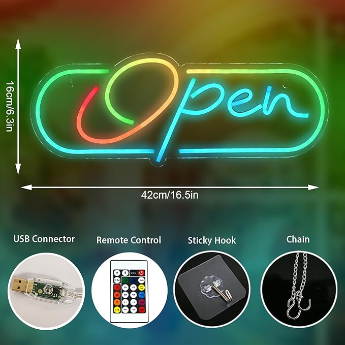Ineonlife Open Neon Sign, Dream Colorful Open Controller Neon Light - Image 5