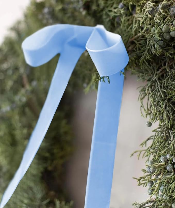 Light Blue Velvet Ribbon 1.5'' 25 Yards - Image 2