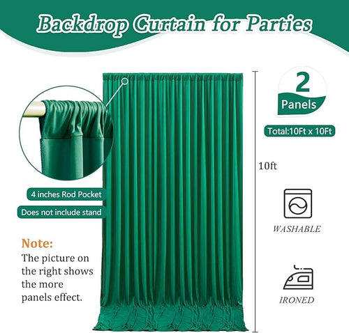10 x 10 Feet Green Backdrop Curtain - Image 2