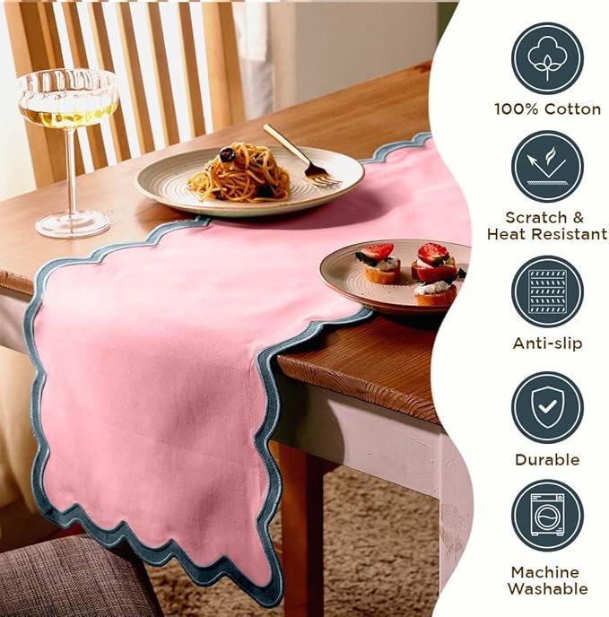 Folkulture Table Runner | Table Runners 90 inches Long | Scallop Table Runner - Image 2