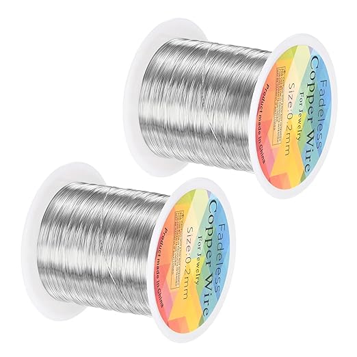 2-Rolls 0.2mm Jewelry Wire, 32 Gauge 328FT Craft Wire Copper Beading Wire by MMETERXITY