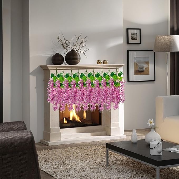 12 Pack Purple Red Wisteria Hanging Flowers Garland - Image 4