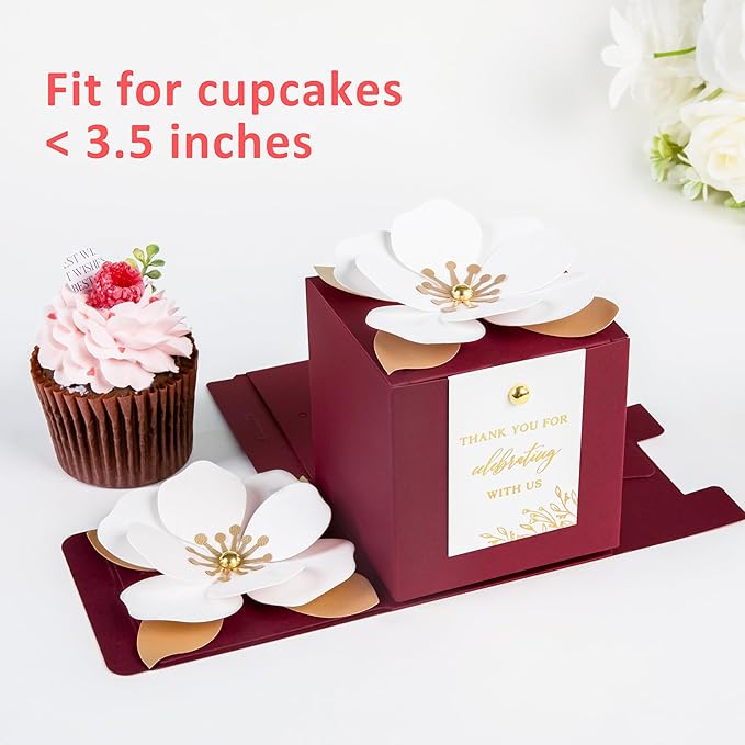 FEIYI 20 PCS Burgundy Gift Boxes, 3 In 1 Favor Boxes - Image 4