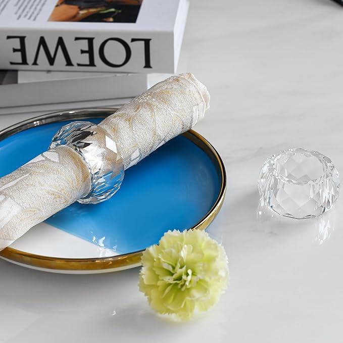 kitCom Crystal Napkin Ring Holders Set of 12, Luxury Crystal Napkin Holder Rings - Image 3