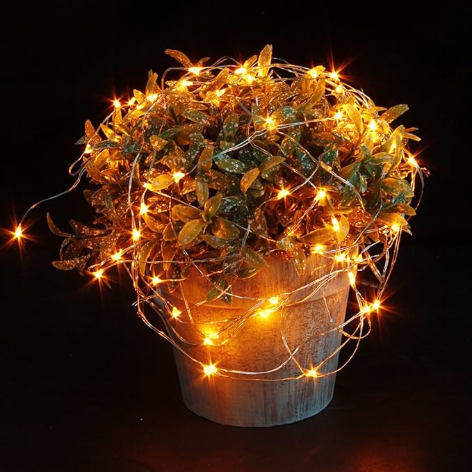 CYLAPEX 6 Pack Orange Fairy Lights String Battery Operated Fairy Lights Firefly - Image 5