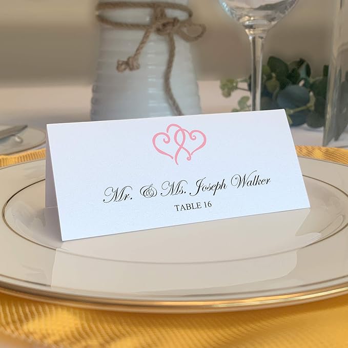 Linked Hearts Place Cards, Pre-cut and Scored by DocumentsandDesigns
