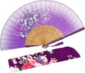 Amajiji 8.27" Hand Held Bamboo Silk Folding Fan Hand Fan, Chinese/Japanese by Amajiji