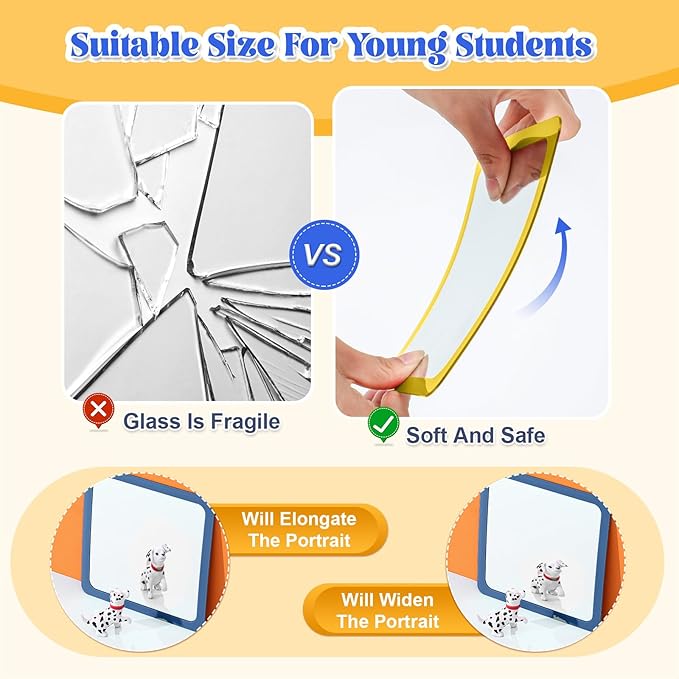 Dandat 10 Pcs Small Mirrors for Kids 6 x 6 Inch Square Shatter Proof Reflector - Image 3