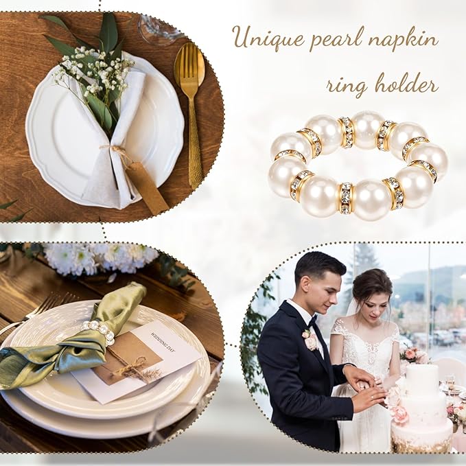 100pcs Pearl Napkin Rings Imitation Pearl Ring Napkins Holder Universal Napkins - Image 5