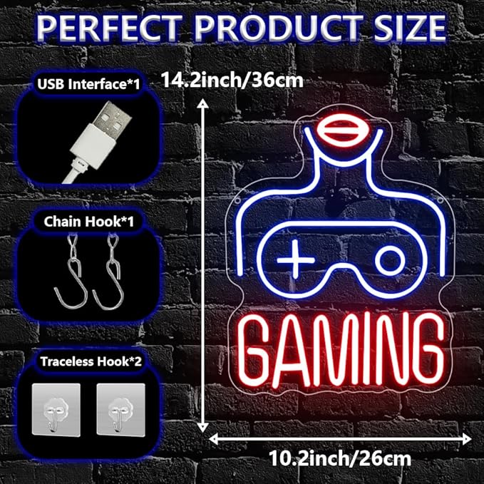 Gaming LED Lights for Wall Decor, Video Game Room Neon Sign Gift for Teens Boys - Image 3