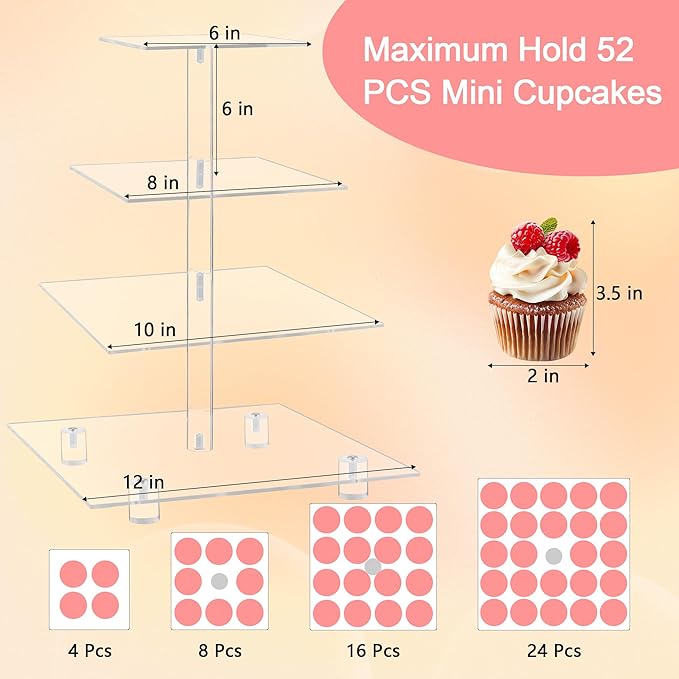 YestBuy 4 Tier Acrylic Cupcake Stand - Image 5