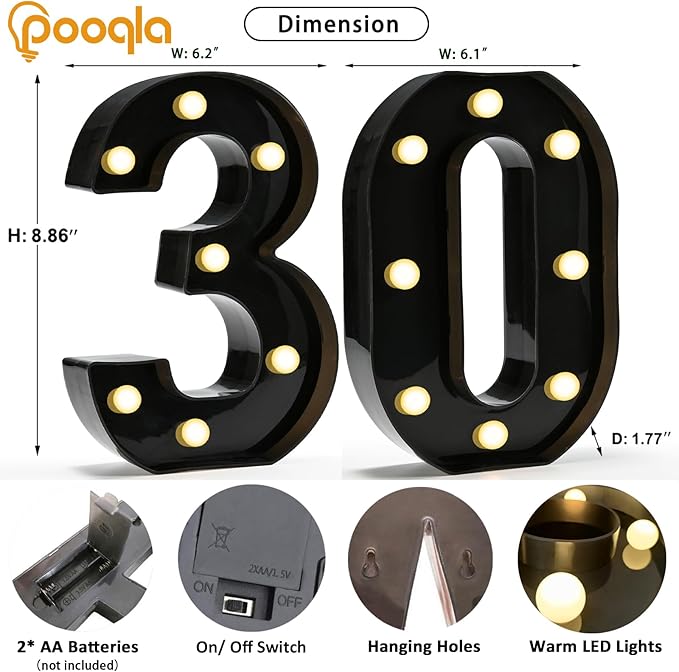 Pooqla Decorative Led Light Up Number Letters - Image 4