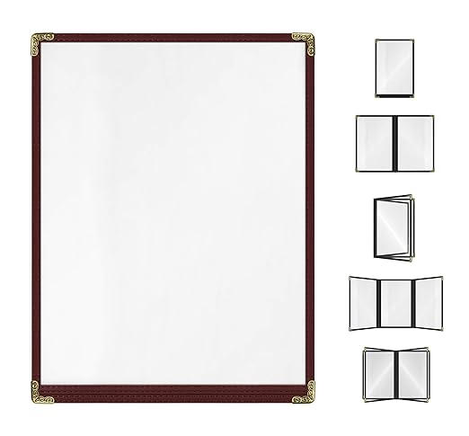 Goodsmart Restaurant Menu Covers – 25 Pack Burgundy 2-View, Top-Loading Menu by ACISuperPower