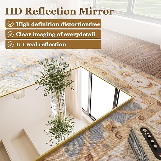 BEAUTYPEAK Gold Bathroom Wall Mirror - Image 3