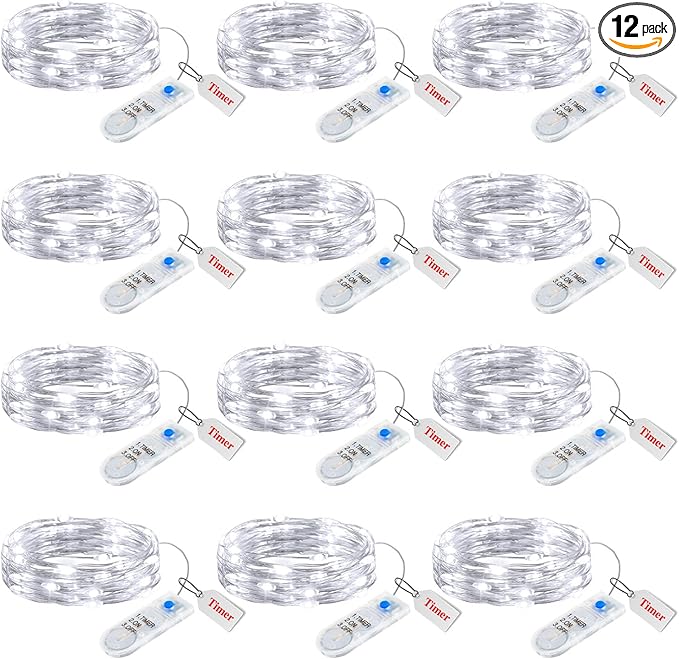 Minetom 12 Pack Fairy Lights Battery Operated String Lights - 7ft 20 LED by Minetom