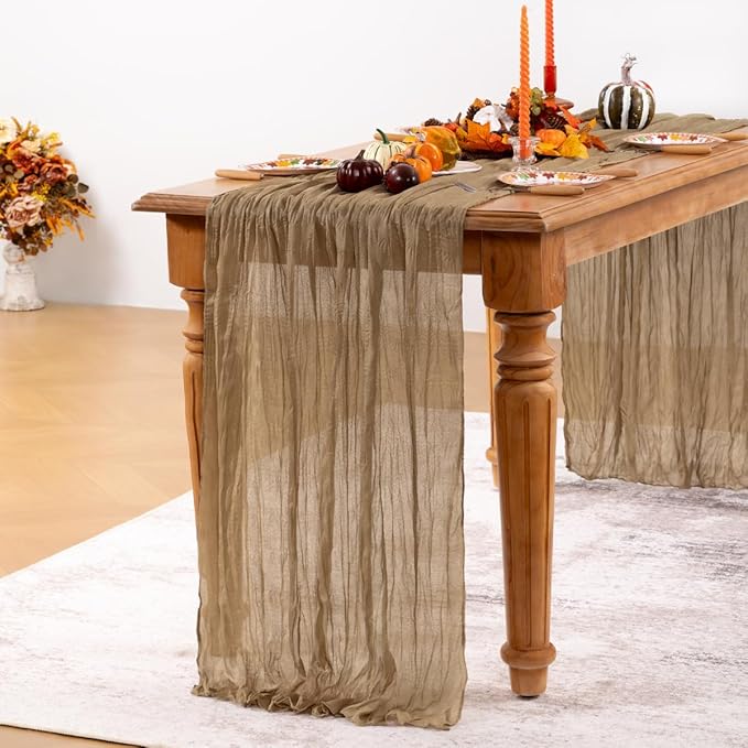Nude Cheesecloth Table Runner 6 Pack Fall Table Runners Boho Gauze 120 Inches - Image 5