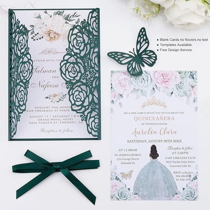 Emerald Green Wedding Invitations - Image 3