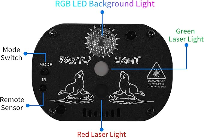 DJ Disco Stage Party Lights, LED Sound Activated Laser Light RGB Flash Strobe - Image 6