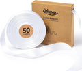 White Satin Ribbon 7/8 Inch x 50 Yards Double-Faced Hair Ribbons by Keypan