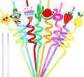 Summer Reusable Drinking Straws 24 Packs Pool Party Decorations Beach Fruit by Omlisca