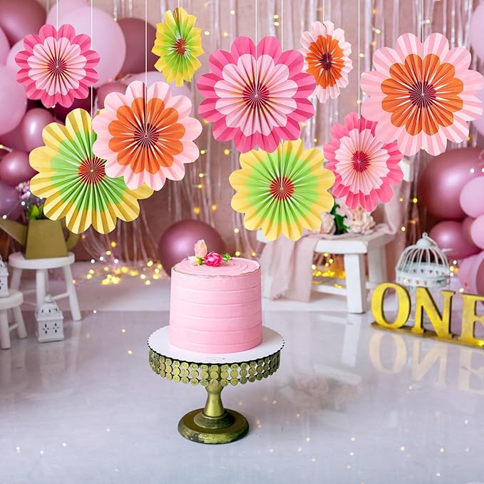Easy Joy Paper Decorations Hanging Flower Fans - Image 6
