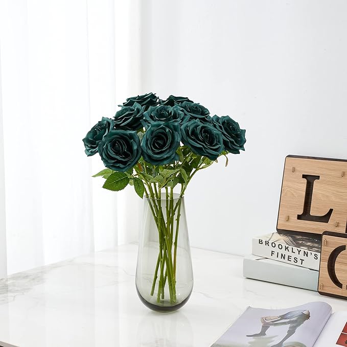 Artificial Rose 10pcs Open Flower Bouquet Faux Rose Stems - Image 2