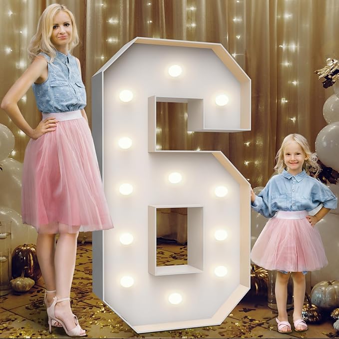 4FT Marquee Light Up Numbers 6, Party Decoration Large Marquee Light Up Letters by Teebloom