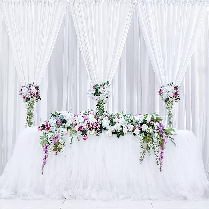 20 ft x 8 ft White Backdrop Curtain Drapes - Image 5
