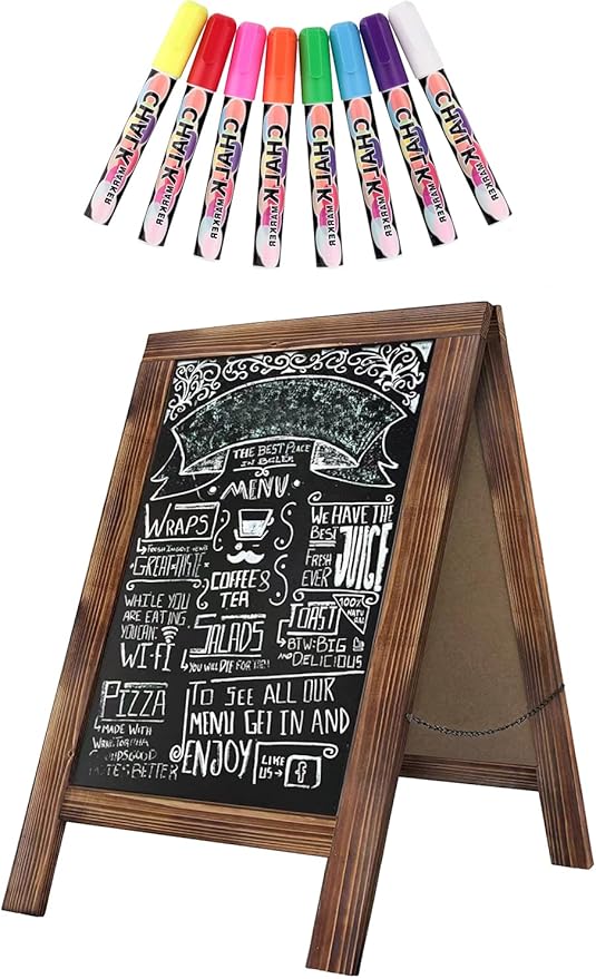 Rustic Whitewash Double Sided Chalkboard, 7.5"*8.6" Tabletop Stand, Small by YZLIANGYUAN
