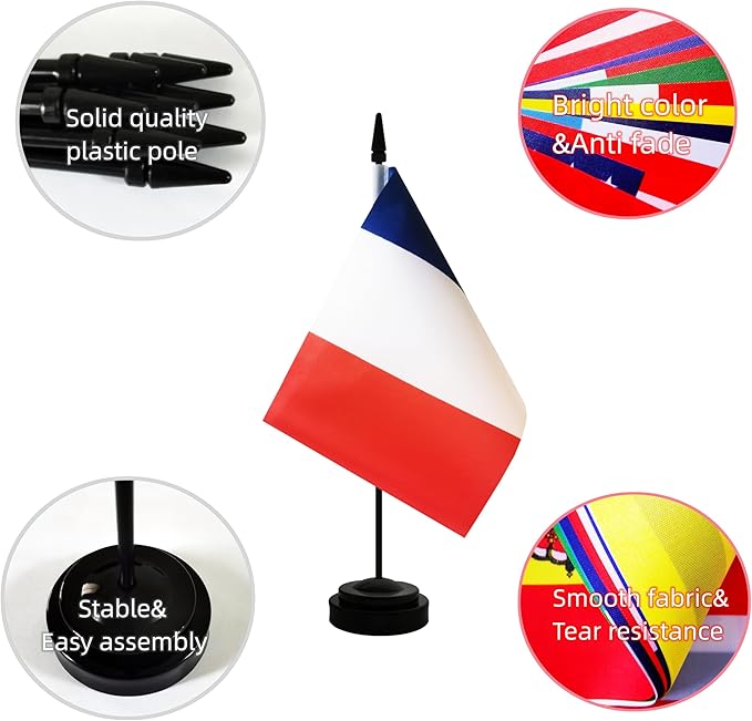 2 Pack France Desk Flag, French Table Office Flag - Image 3