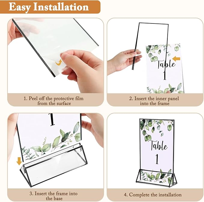 Floroom 6 Pack 4x6 Inch Clear Acrylic Sign Holders, Double-Sided Black Display - Image 3