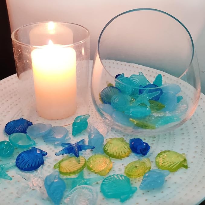 Blue Sea Shells Starfish Conch Acrylic Gems Under The Sea Party Decorations - Image 7