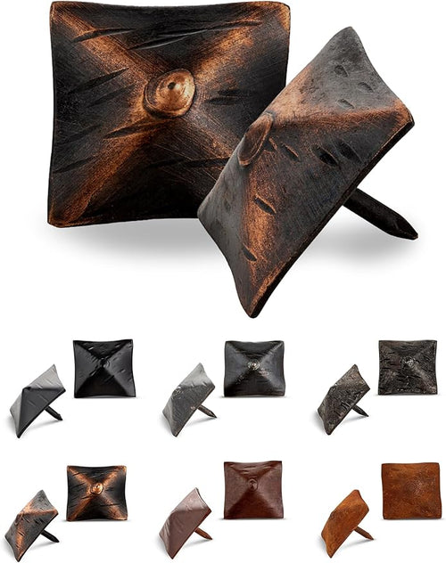 100 Pack 1.25" Square Head Iron Clavos Decorative Nails – Oil Rubbed Bronze – by BorderlandRusticHardware
